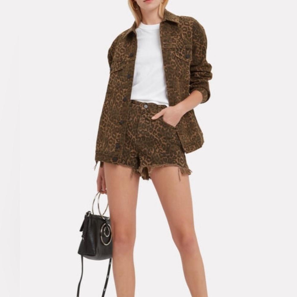 Alexander Wang Daze Leopard Denim Jacket Animal Print
Oversized Boyfriend